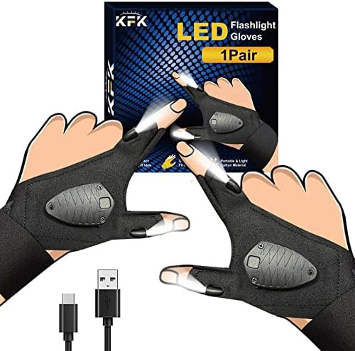 KFK Stocking Stuffers for Men LED Flashlight Gloves Gifts for Men, Gloves with Lights Rechargeabl... | Amazon (US)