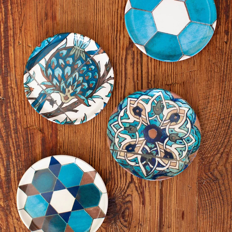 Tile Dessert Plate Set, Traditional Patterned Platter, Aesthetic Appetizer Dish, Gift for Mom, Gi... | Etsy (US)