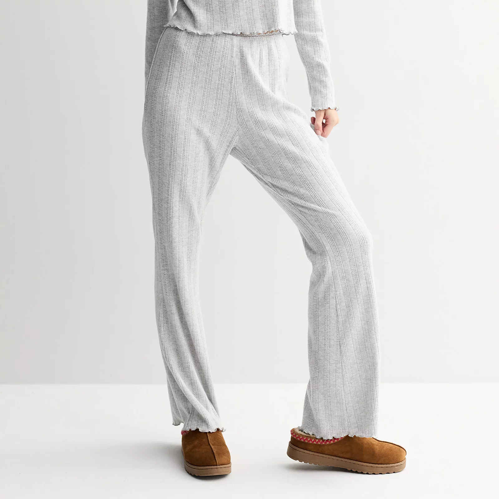 Juniors' Pink Republic Pointelle Lounge Pants, Girl's, Size: XL, Light Grey Grey | Kohl's