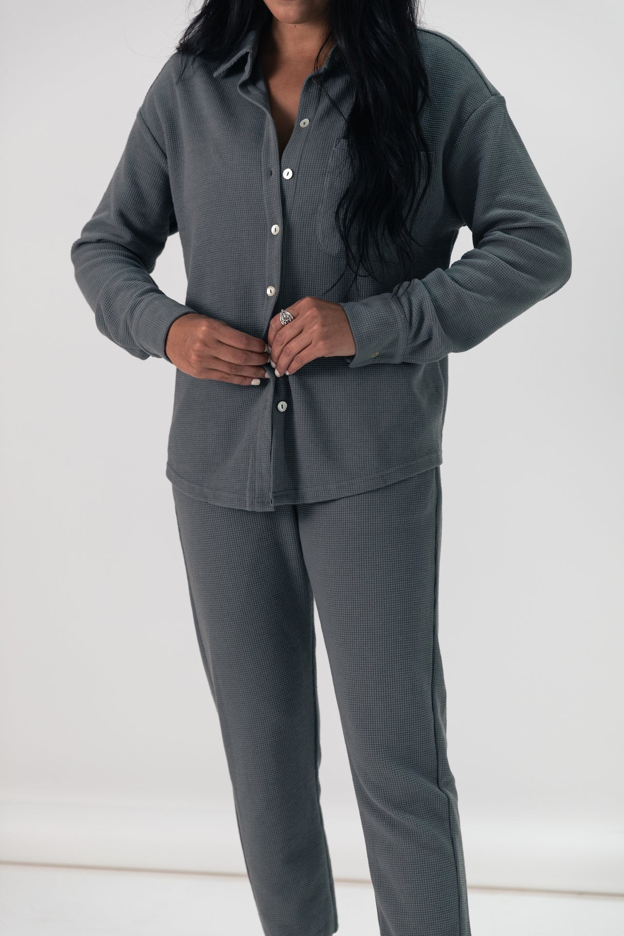 Recycled Waffle Danielle Top in Slate | waverles