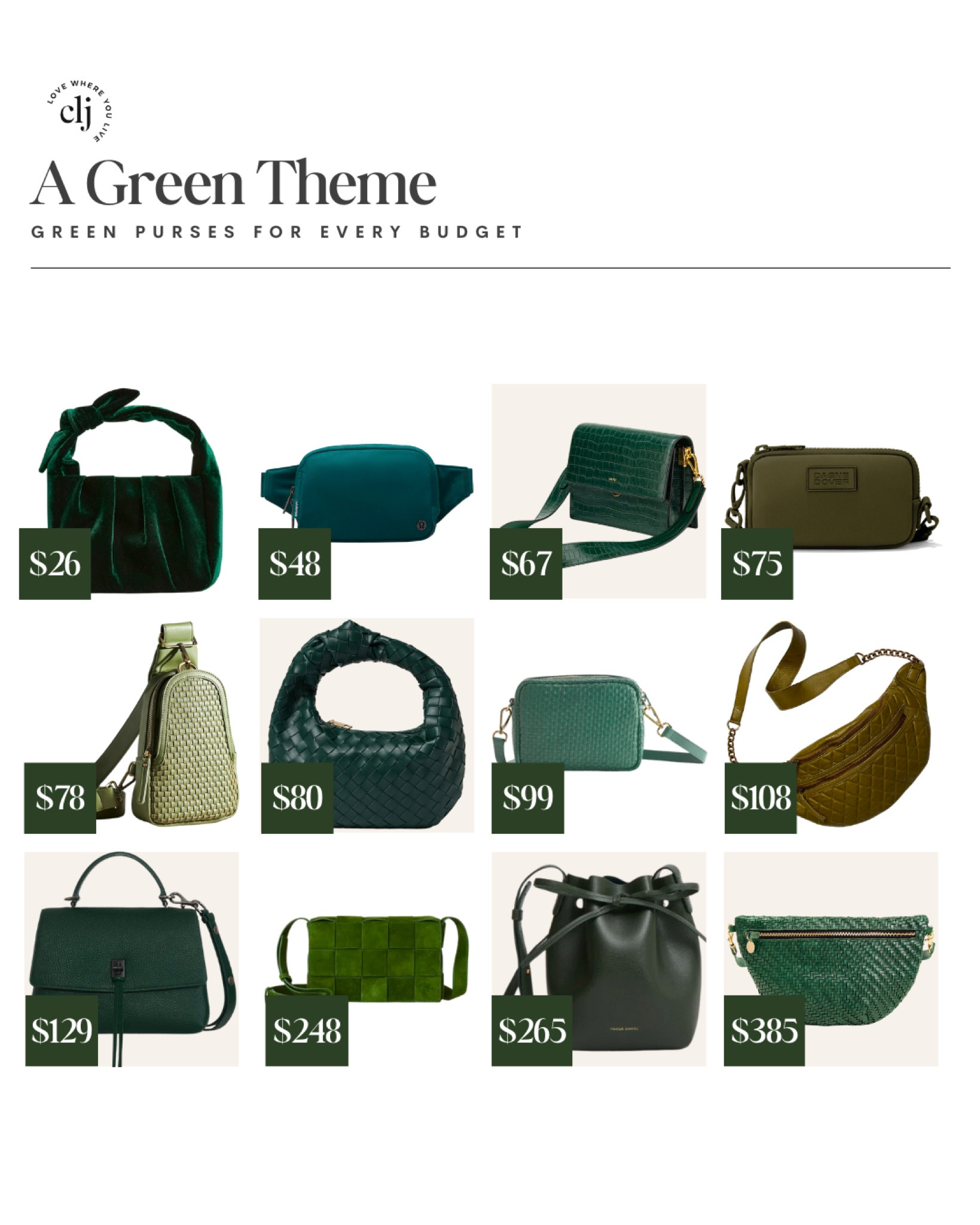 Been loving my green cross body fanny pack from Clare V since I got it 🥰 sadly, it’s sold out, but rounded up a bunch of other green purses for ya!! 

#LTKGiftGuide #LTKstyletip #LTKHoliday