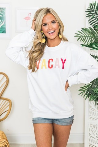 Vacay Graphic Sweatshirt | The Pink Lily Boutique