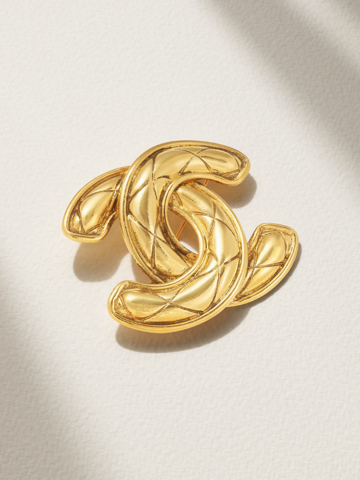 VINTAGE CHANEL - Quilted Gold-plated Brooch - One size | NET-A-PORTER (US)