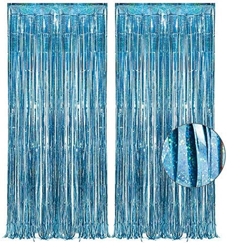 Blue Tinsel Curtain Party Backdrop - GREATRIL Foil Curtain Party Decor Photo Streamers Backdrop f... | Amazon (US)