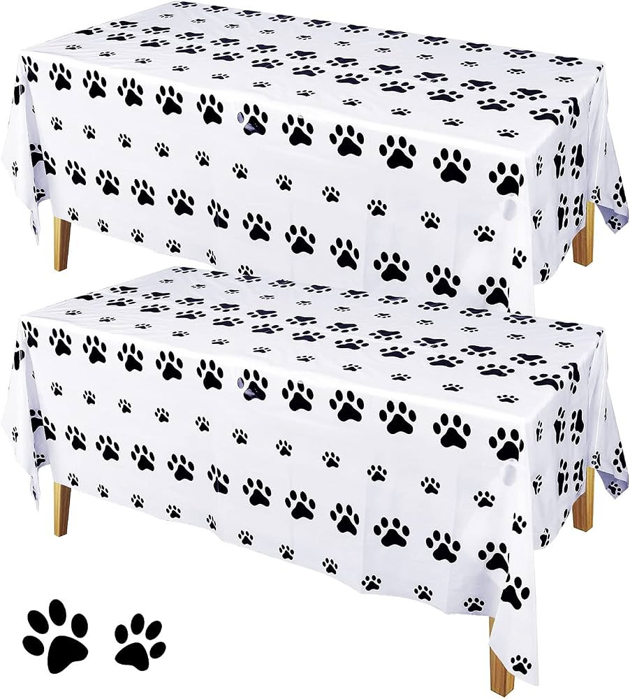 loraleo 2 Pieces Puppy Paw Print Tablecloth Plastic Dog Birthday Party Supplies Decorations Paw P... | Amazon (US)