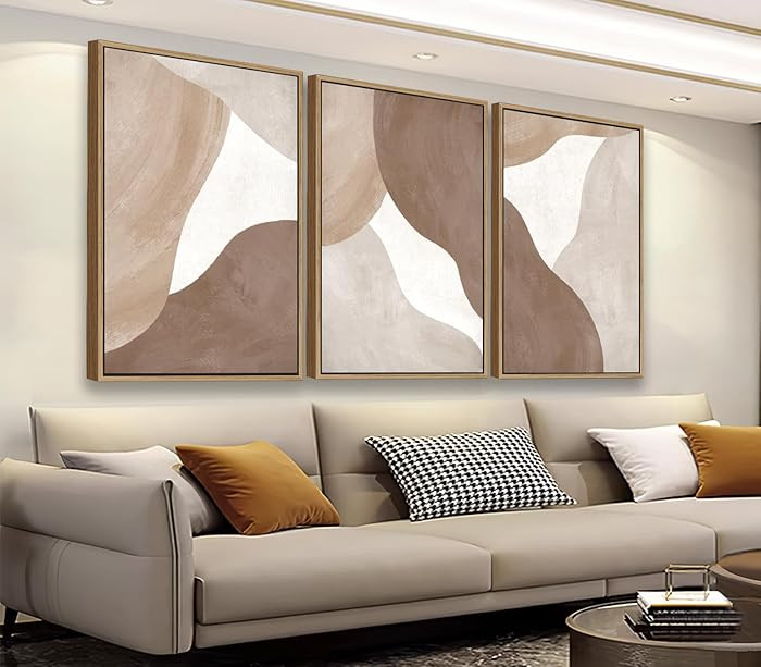 Minimalist Abstract Boho Wall Art - Natural Framed Abstract Canvas Picture Canyon Painting Cliff ... | Amazon (CA)