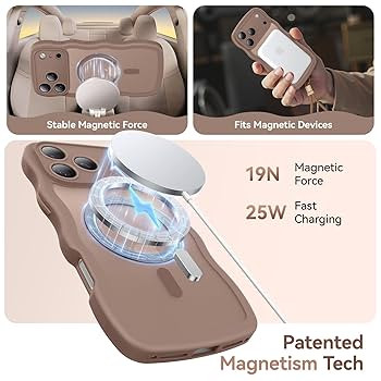 Magnetic for iPhone 17 Pro Max Case, 1X Screen Protector+1X Wrist Strap, Cute Wavy [Full Camera P... | Amazon (US)