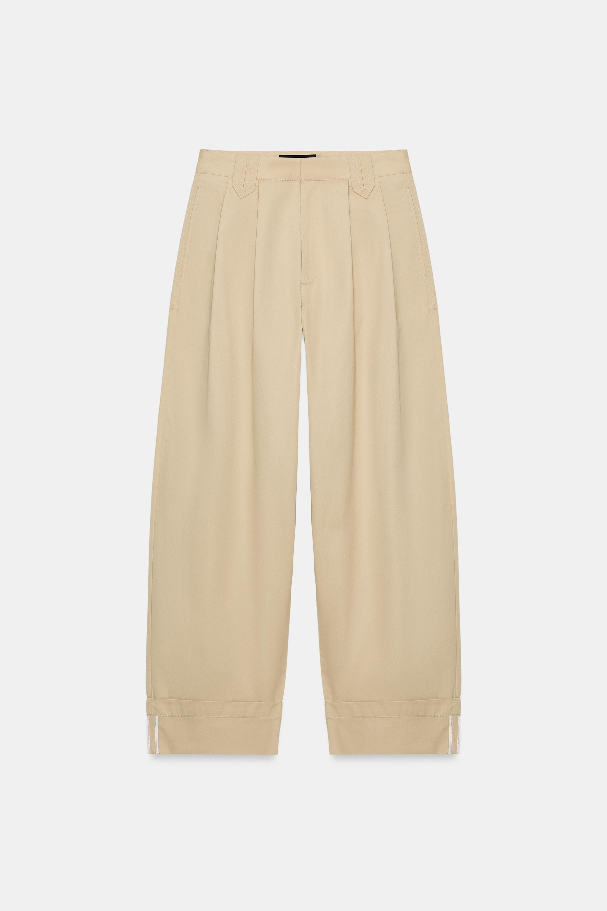 PLEATED CUFFED HEM PANTS | Zara US
