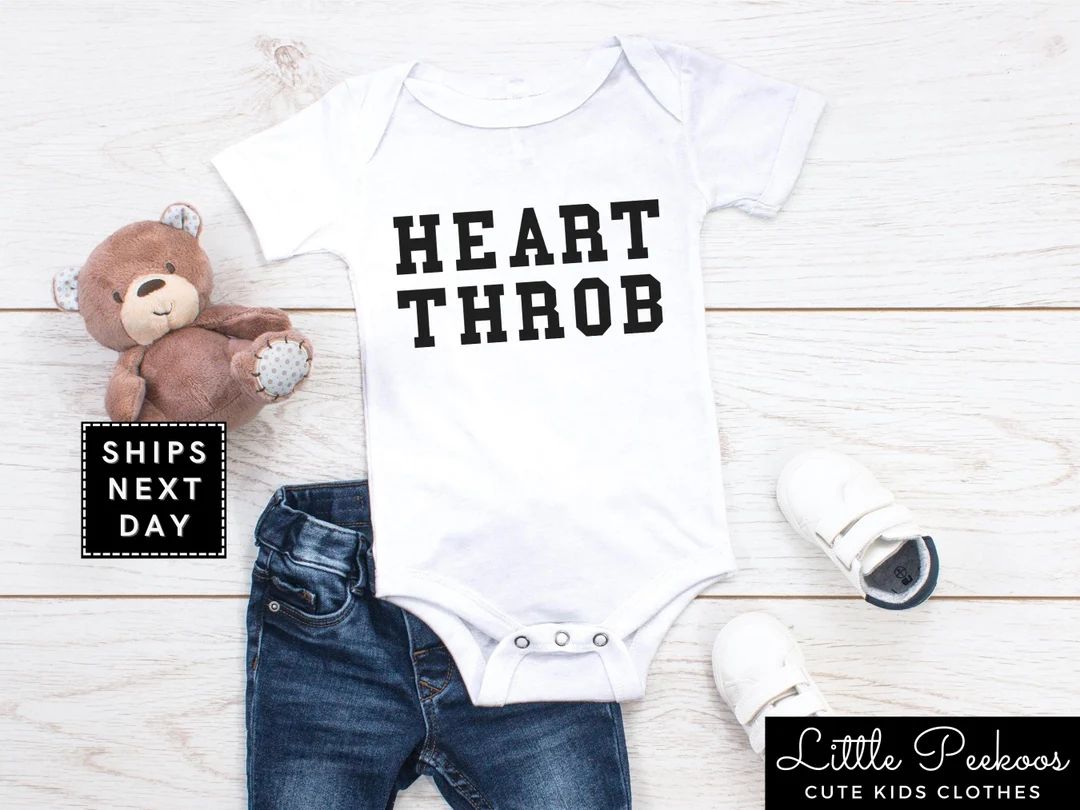 Heart Throb Valentine's Baby Onesie® Sports Style Heart - Etsy | Etsy (US)