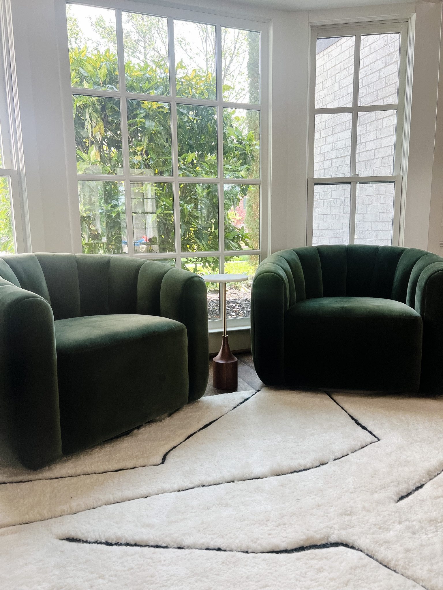 My new favorite room 🤍

Green chairs / modern chairs / modern living room / modern rug / swivel chairs / drink table

#LTKstyletip #LTKFind #LTKhome