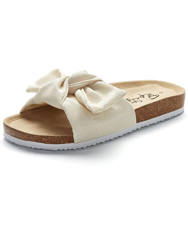 Slide Sandals for Women or Ladies Dressy Summer Casual, Cute Bow Tie Knot On Top Strap, Comfy Sli... | Amazon (US)