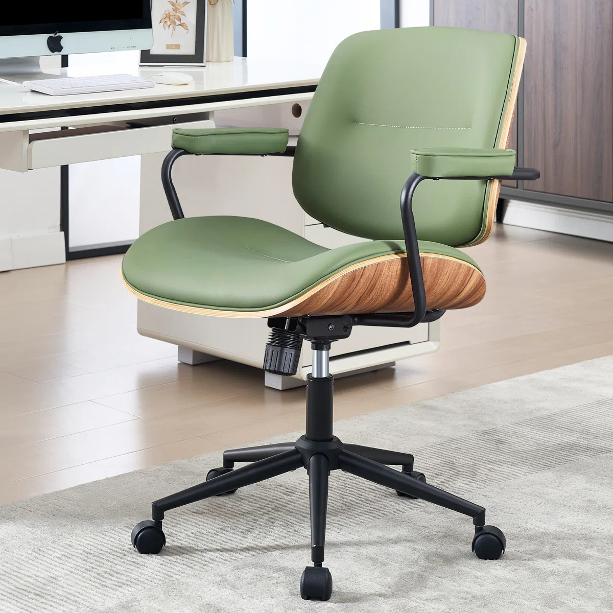 Upholstered Swivel  Office Chair with Adjustable Back | Wayfair North America