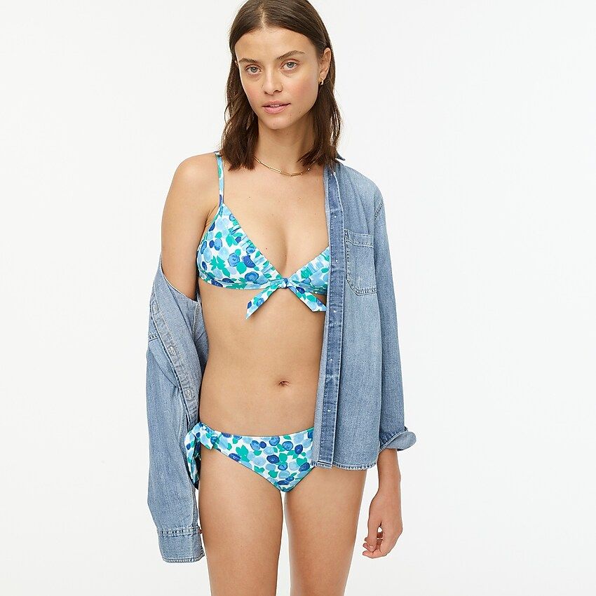 Eco ruched french bikini top in blueberry floral | J.Crew US