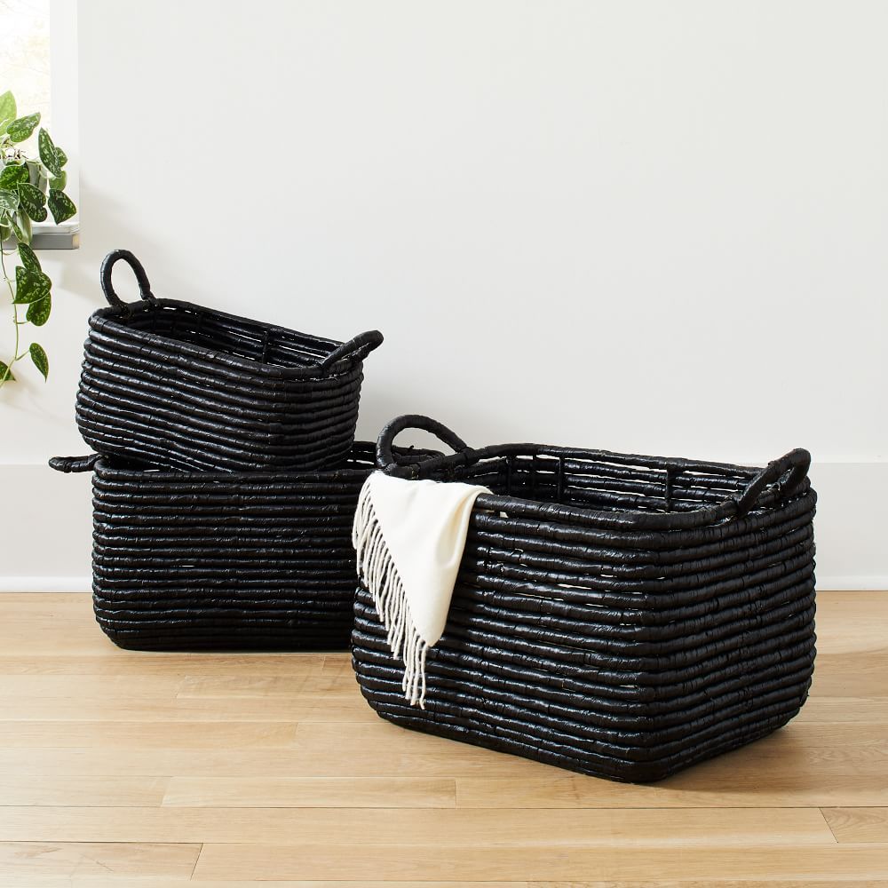 Woven Seagrass Baskets - Black | West Elm (US)