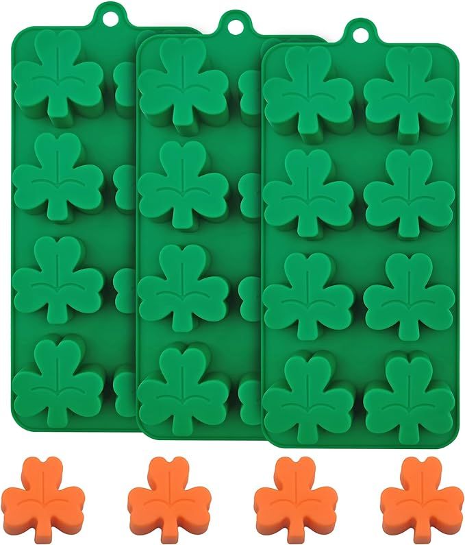 EDUEE Silicone Shamrock Mold St Patrick's Day Chocolate Molds 3 pcs for Ice, Candy, Resin, Sugar ... | Amazon (US)