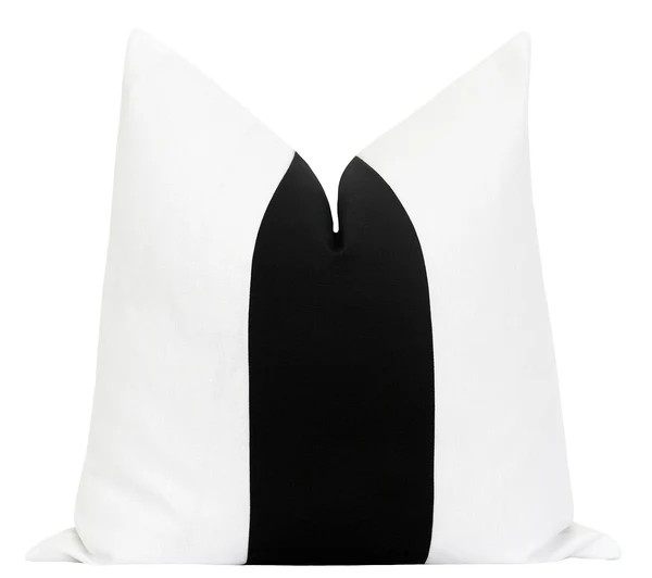 Bi Color Linen Panel White Pillow | Land of Pillows