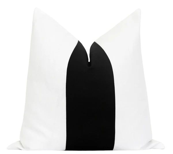 Bi Color Linen Panel White Pillow | Land of Pillows