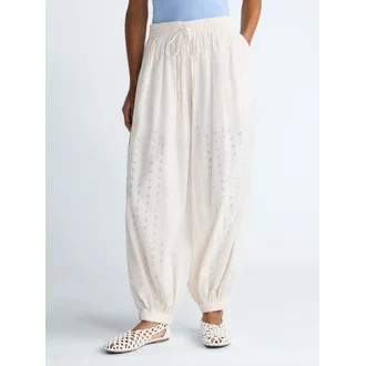Scoop Women’s and Women's Plus Eyelet Harem Cotton Pants, Sizes XS-4X | Walmart (US)