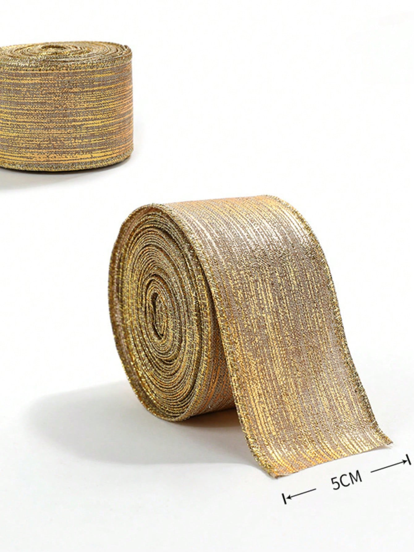 1pc Glittering Christmas Ribbon With Wire Edge And Gold Powder Coated Bowknot Diy Material For Ch... | SHEIN