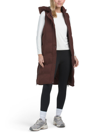 Long Quilted Hooded Vest | TJ Maxx