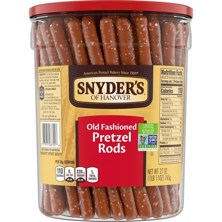 Snyder's of Hanover, Old Fashioned Pretzel Rods, 27 Oz Canister | Walmart (US)
