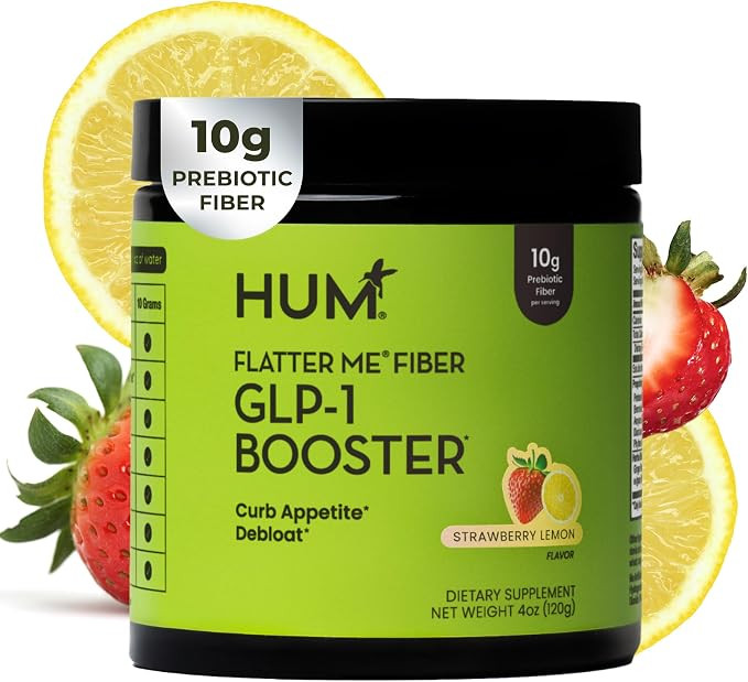 HUM Flatter Me Fiber Strawberry Lemon Fiber Powder Drink Mix, 10 Servings | Amazon (US)