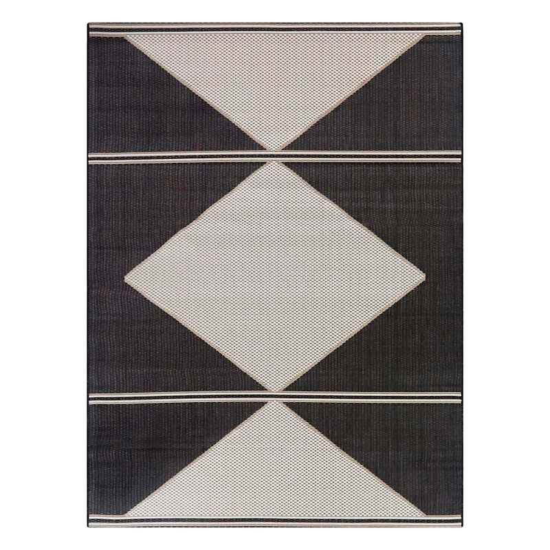 (E491) Crosby St. Fresno Black & Natural Diamond Outdoor Area Rug, 8x10 | At Home