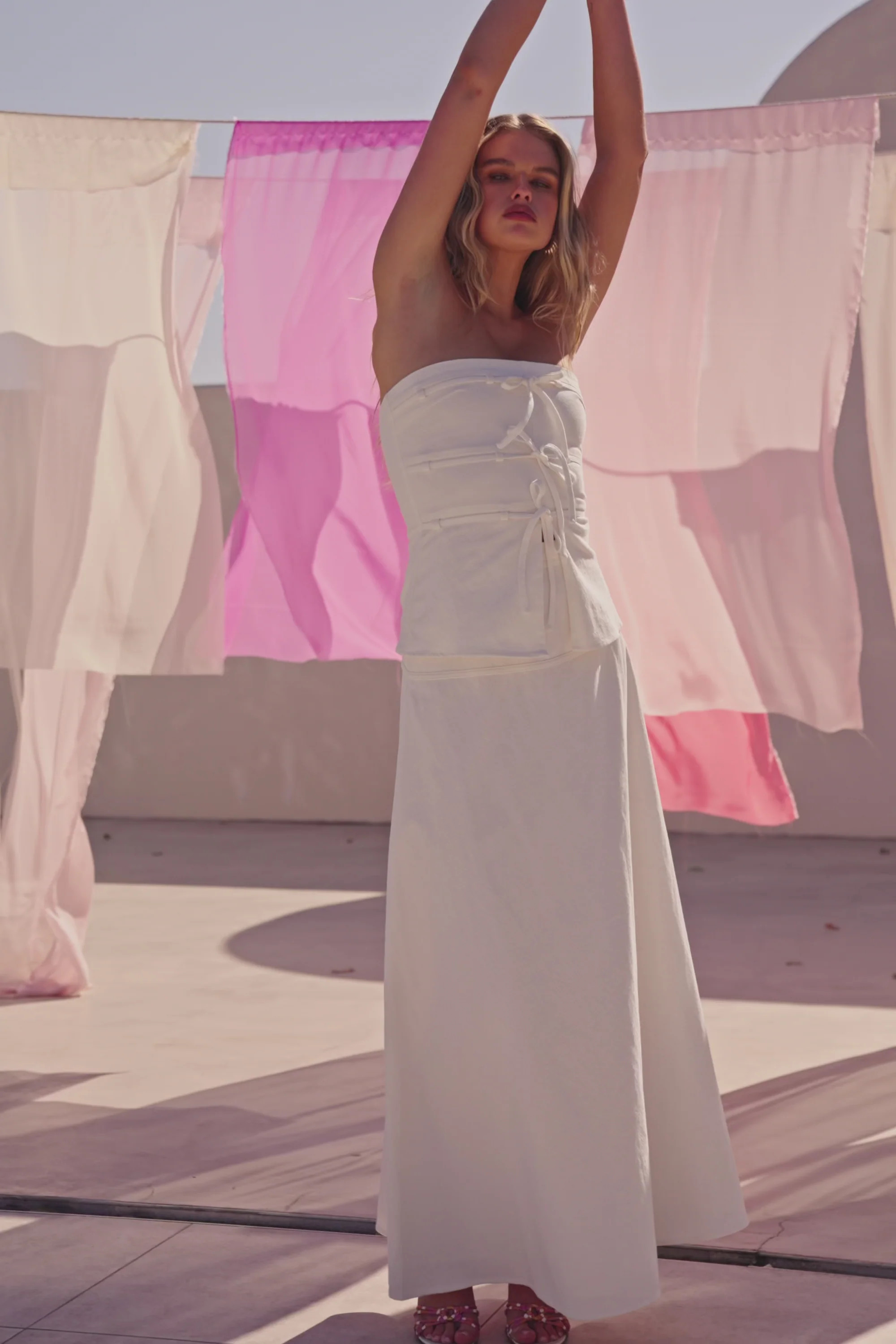 White Strapless Tie Esperanza Top | Sabo Skirt US