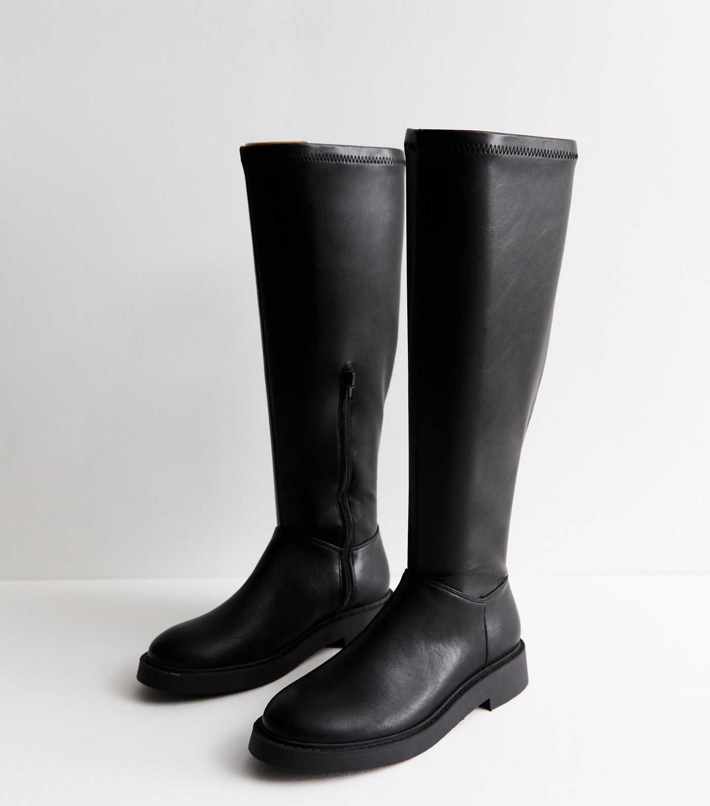 Black Leather-Look High Leg Boots
						
						Add to Saved Items
						Remove from Saved Items | New Look (UK)