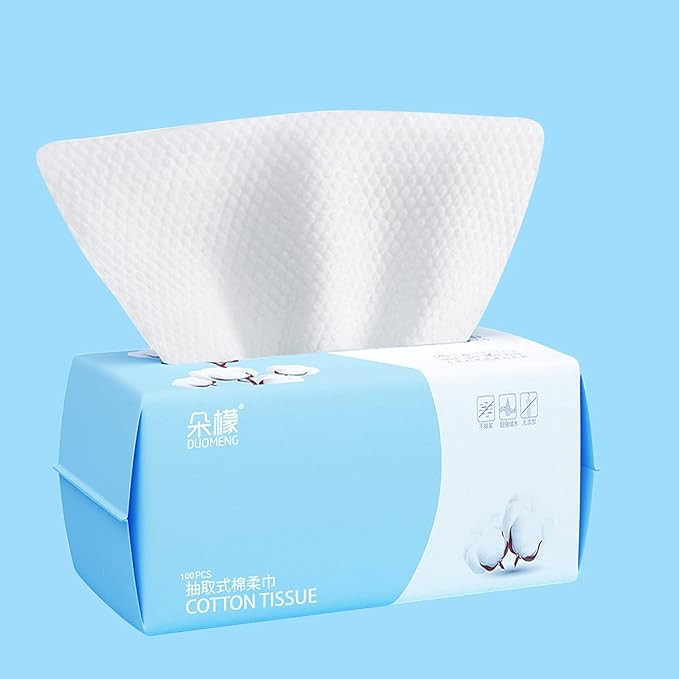 Cotton Facial Dry Wipes 100 Count, Deeply Cleansing Disposable Face Towel Wash Cloth, Multi-Purpo... | Amazon (US)