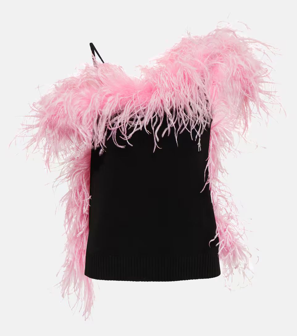 Feather-trimmed knitted top | Mytheresa (US/CA)