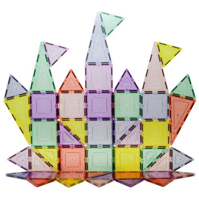 PICASSO-TILES Magnetic Tile Building Blocks with Reflective Leaf Flakes, 48pcs Magnet Construction Toy Set, STEM Learning & Stacking Playset for Kids | Target