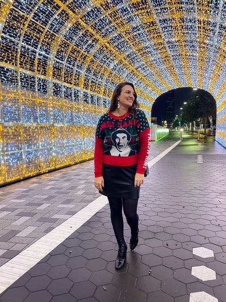 Last night’s festive look to see “The Ugly Xmas Sweater Musical” 🎄
Everyone was dressed in their ugliest sweaters & the audience participation was hilarious during the show! 
My “Buddy the Elf” sweater is last year from Target but I’m linking several cute ones for your next Xmas party🧑🏻‍🎄 (wearing a medium) 

#LTKHoliday #LTKover40 #LTKmidsize