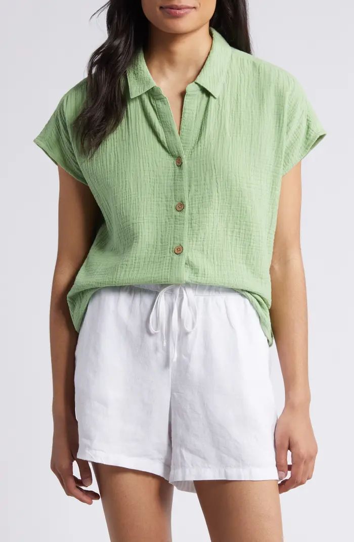 beachlunchlounge Amar Cotton Button-Up Shirt | Nordstrom | Nordstrom
