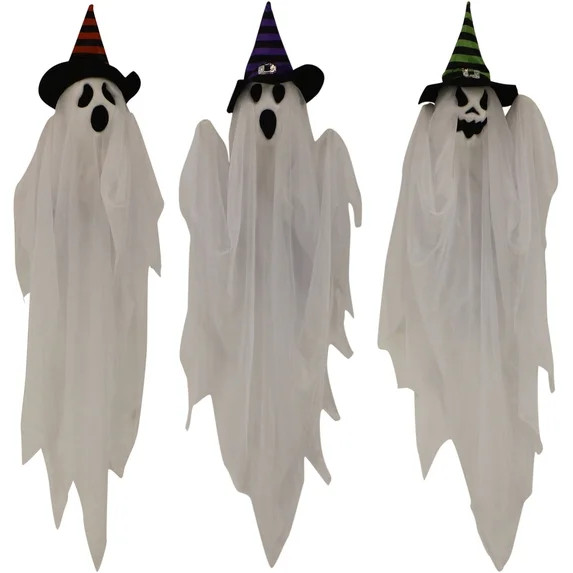 Haunted Hill Farm Set of 3 Hanging Ghosts, Indoor/Outdoor Halloween Decoration, HHGHST-8H | Walmart (US)