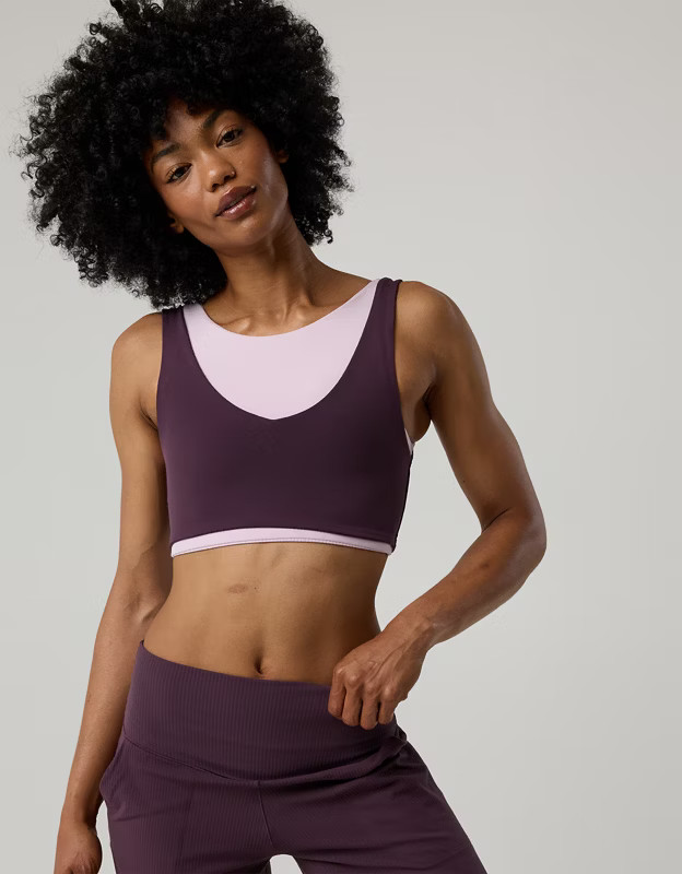 OFFLINE By Aerie Real Me XTRA Rib Switch Up V-Neck Sports Bra | Aerie