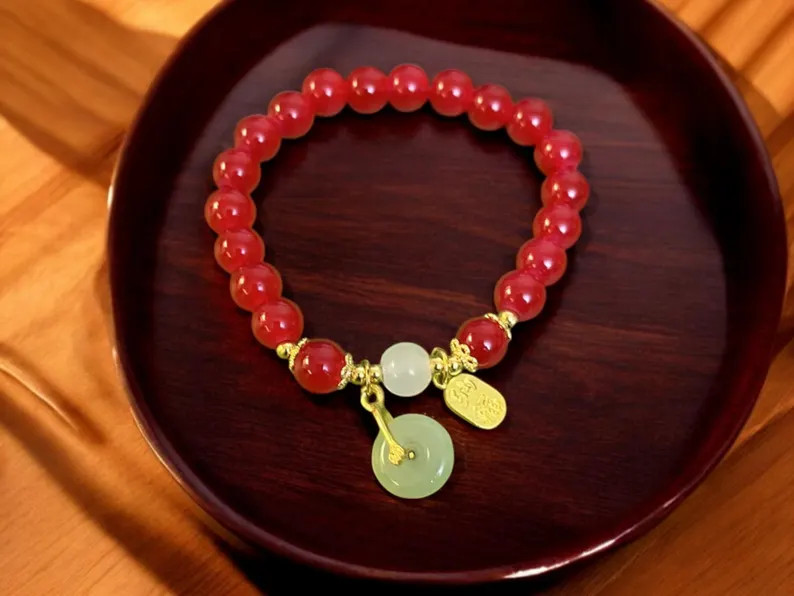 Red Beaded Bracelet – Chinese Style Lucky Charm for Women- Perfect Gift for Women- Unique & Sty... | Etsy (US)
