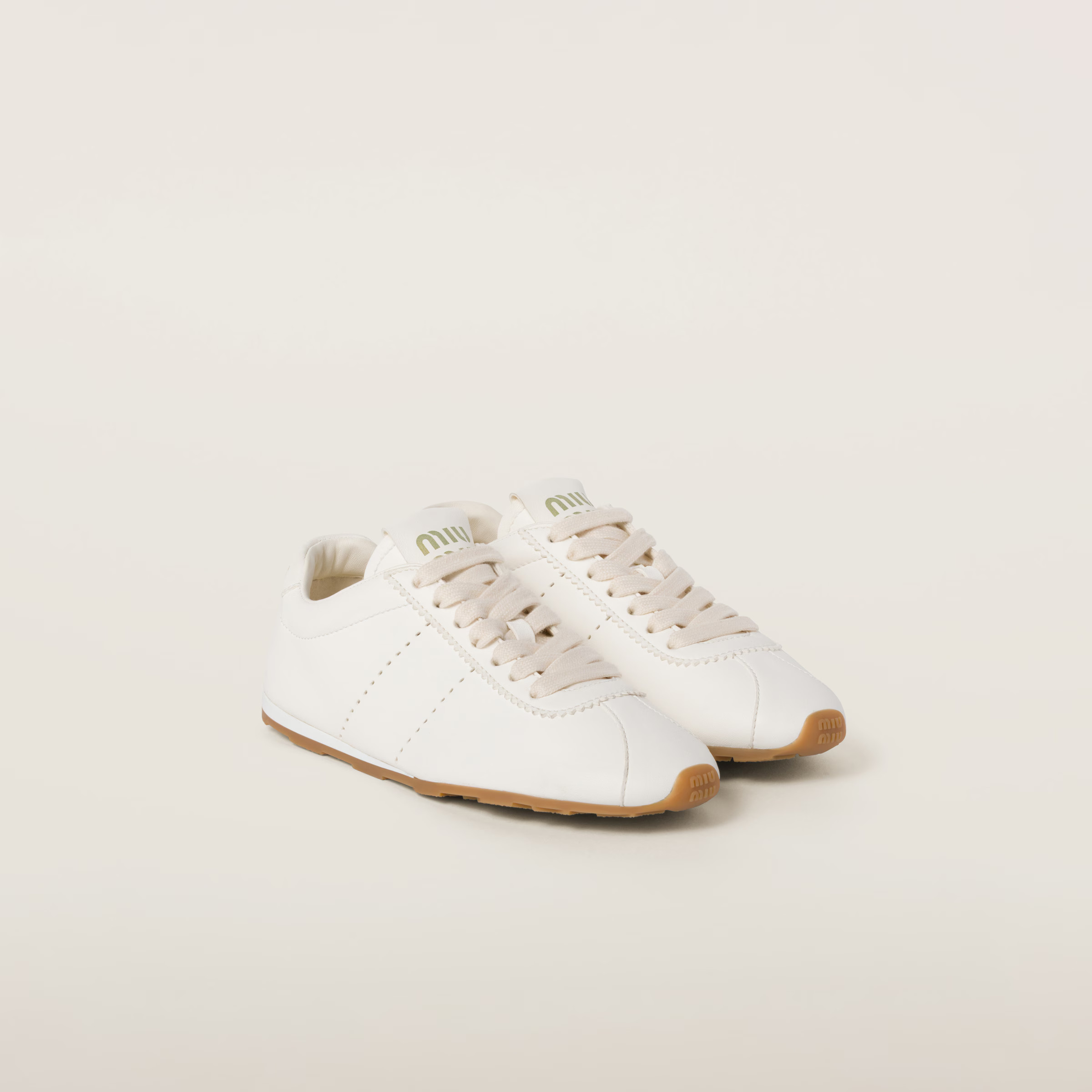 Ivory Plume Nappa Leather Sneakers | Miu Miu | Miu Miu INT