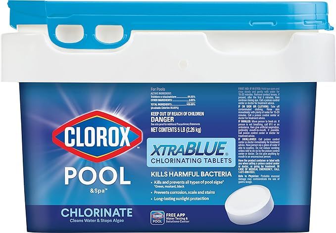 CLOROX Pool&Spa XtraBlue 3-Inch Long Lasting Chlorinating Tablets, 5-Pound Chlorine | Amazon (US)