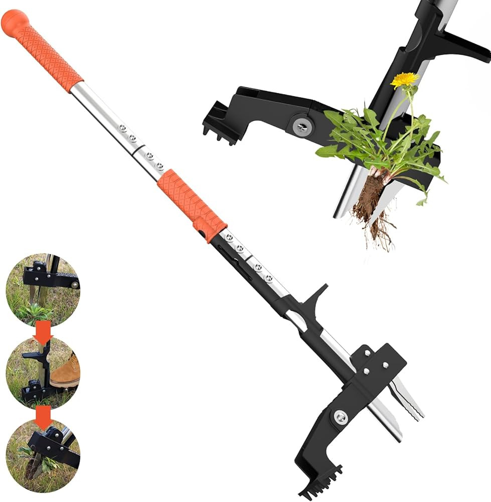 Weed Puller Tool, Gardening Stand-Up Weeder Puller with Ergonomic 39.3" Long Handle and 3 High-St... | Amazon (US)