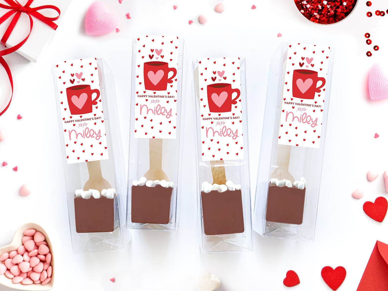 Valentines for Friends - Fun Valentine Favors BULK - Hot Chocolate Spoon Pops - Hot Cocoa Spoons ... | Etsy (US)
