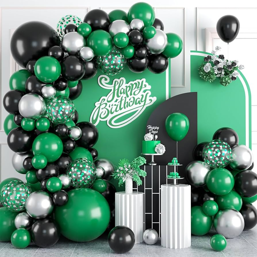 Green and Black balloon arch kit, 120Pcs Black Green Silver Balloon garland kit Green Silver foil... | Amazon (US)
