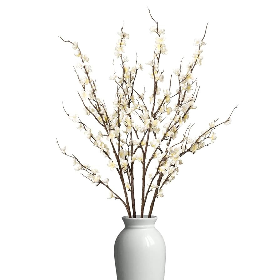 4Pcs Cherry Blossom Branches Artificial Flowers for Spring Summer Indoor Decoration,Faux Long Ste... | Amazon (US)