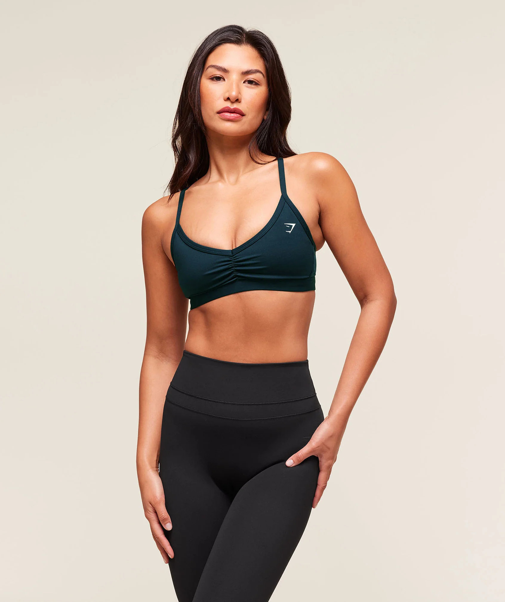Gymshark Ruched Strappy Sports Bra - Deep Petrol Blue | Gymshark US