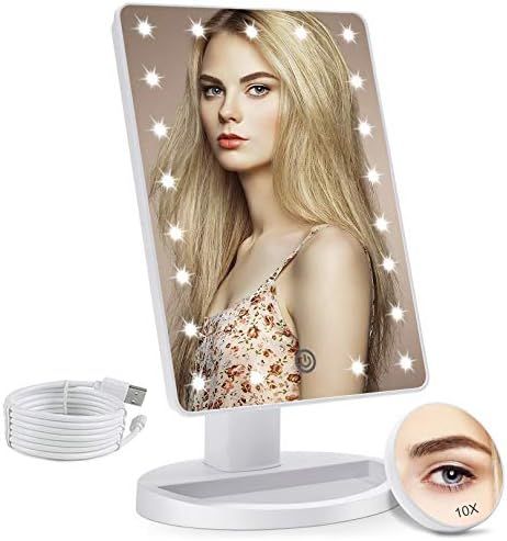 COSMIRROR Lighted Makeup Vanity Mirror with 10X Magnifying Mirror, 21 LED Lighted Mirror with Touch  | Amazon (US)