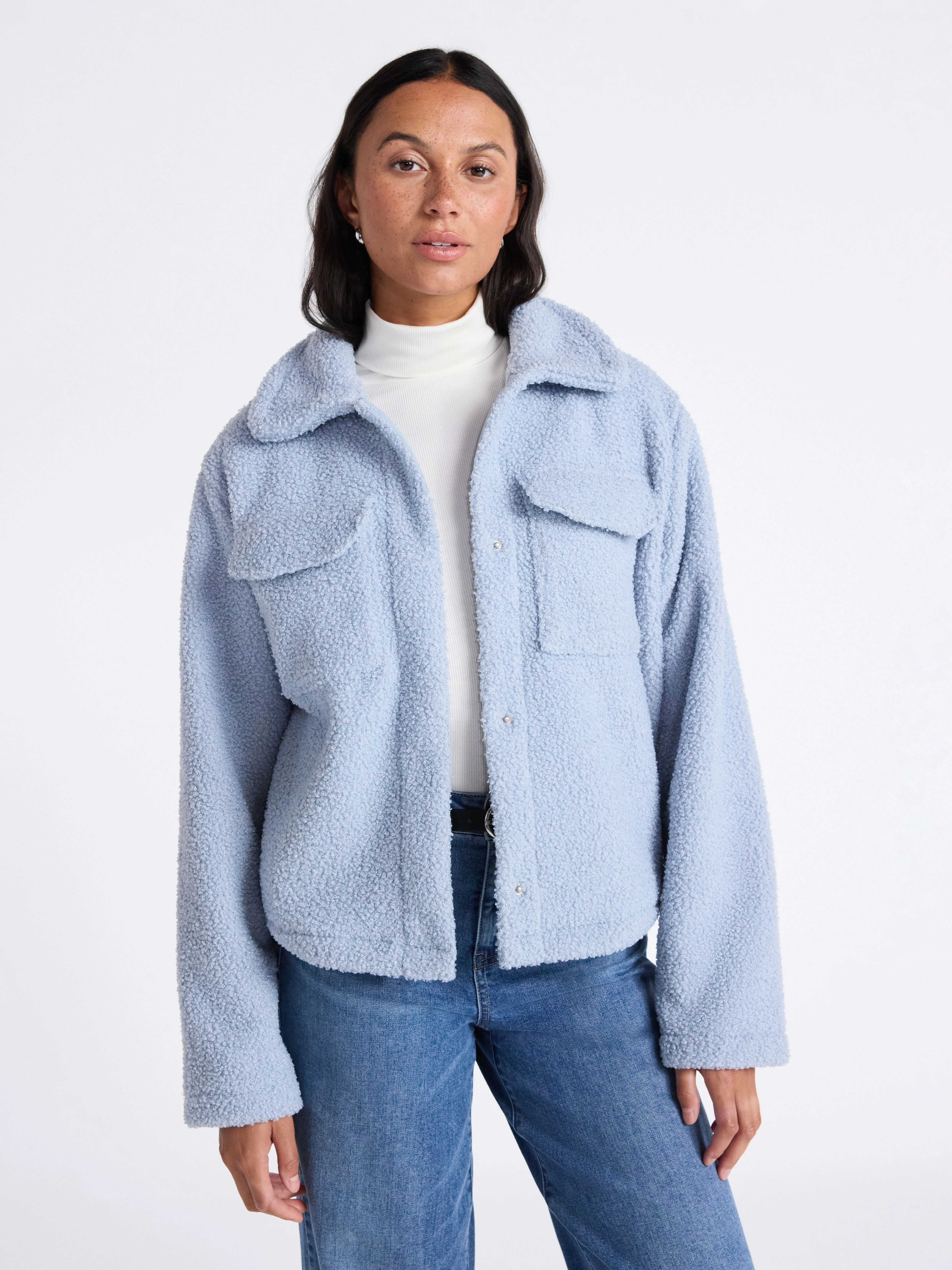 Time and Tru Women's Boucle Trucker Jacket, Midweight, Sizes XS-2X | Walmart (US)