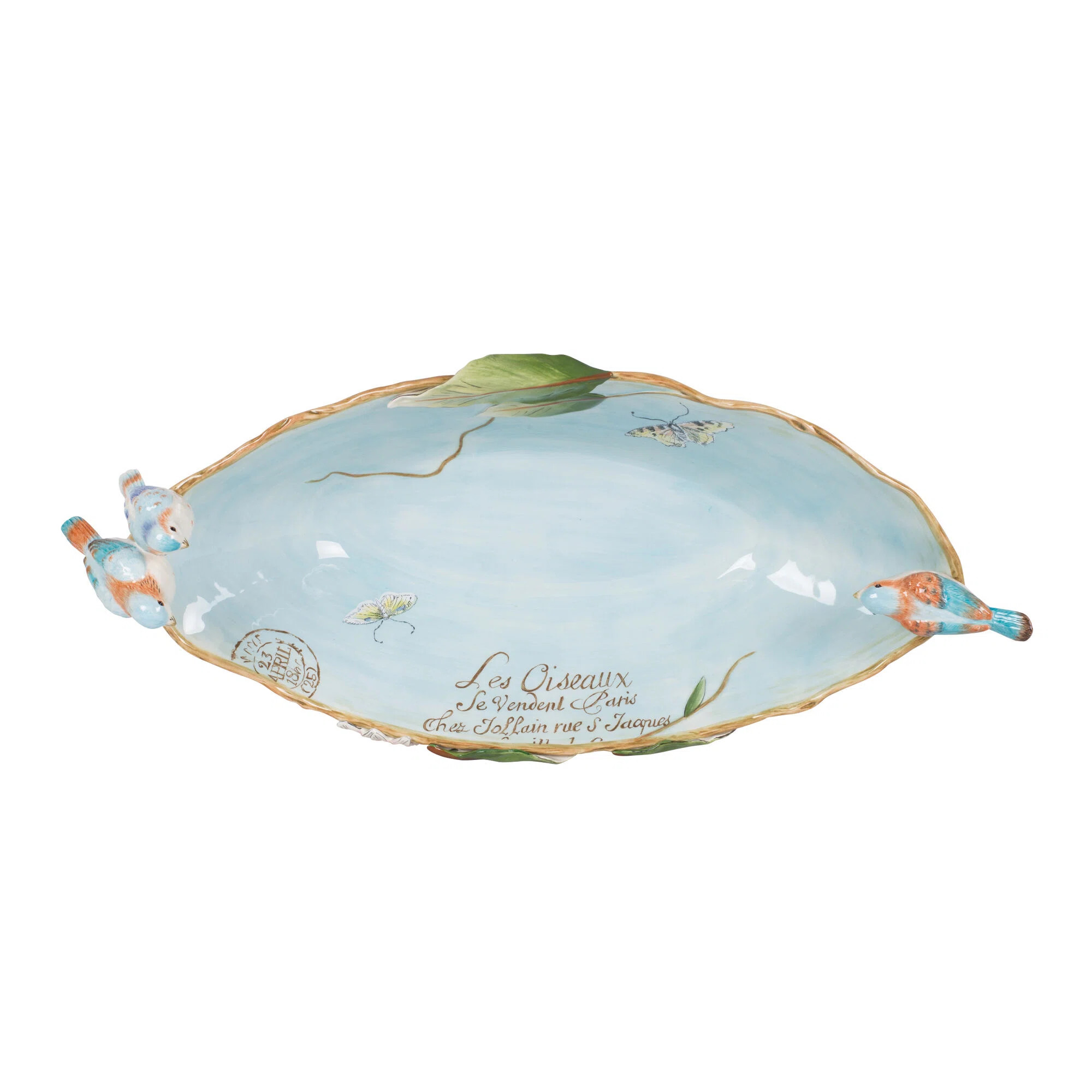 Fitz And Floyd Toulouse Centerpiece Serving Bowl, 23 Inch, Blue | Wayfair North America