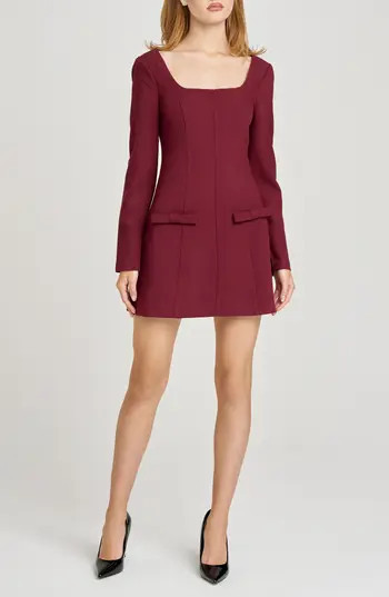 WAYF x Sara Walker Anna Long Sleeve Minidress in Merlot at Nordstrom Rack, Size X-Small | Nordstrom Rack