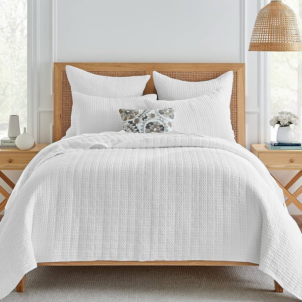 Levtex Home - Mills Waffle - King/Cal King Quilt Set - Bright White Cotton Waffle - Quilt Size (1... | Amazon (US)