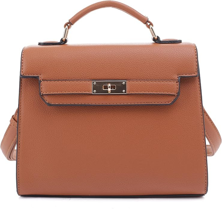 EVVE Women's Top Handle Satchel with Detachable Strap Small Pebbled Leather Fashion Crossbody Bag | Amazon (US)